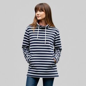 Saint James Striped Pullover Long Sleeve Top w/ Kangaroo Pocket - Small 🇫🇷